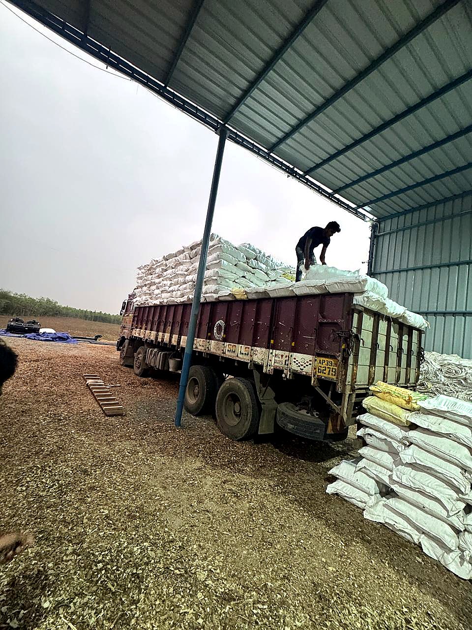 Raw material being loaded at the facility